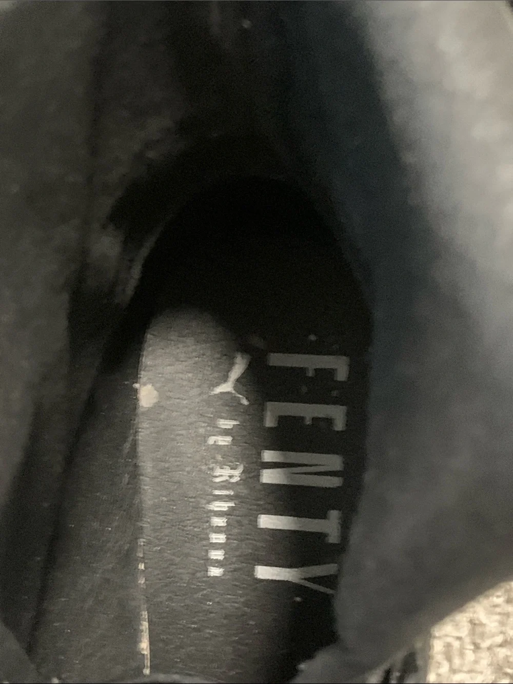 Puma x Fenty Rhianna Black Platform Lace-Up Ankle Boots with Chain Accent